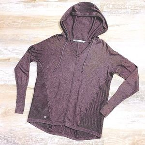 Athleta drop sleeve ribbed hooded pullover